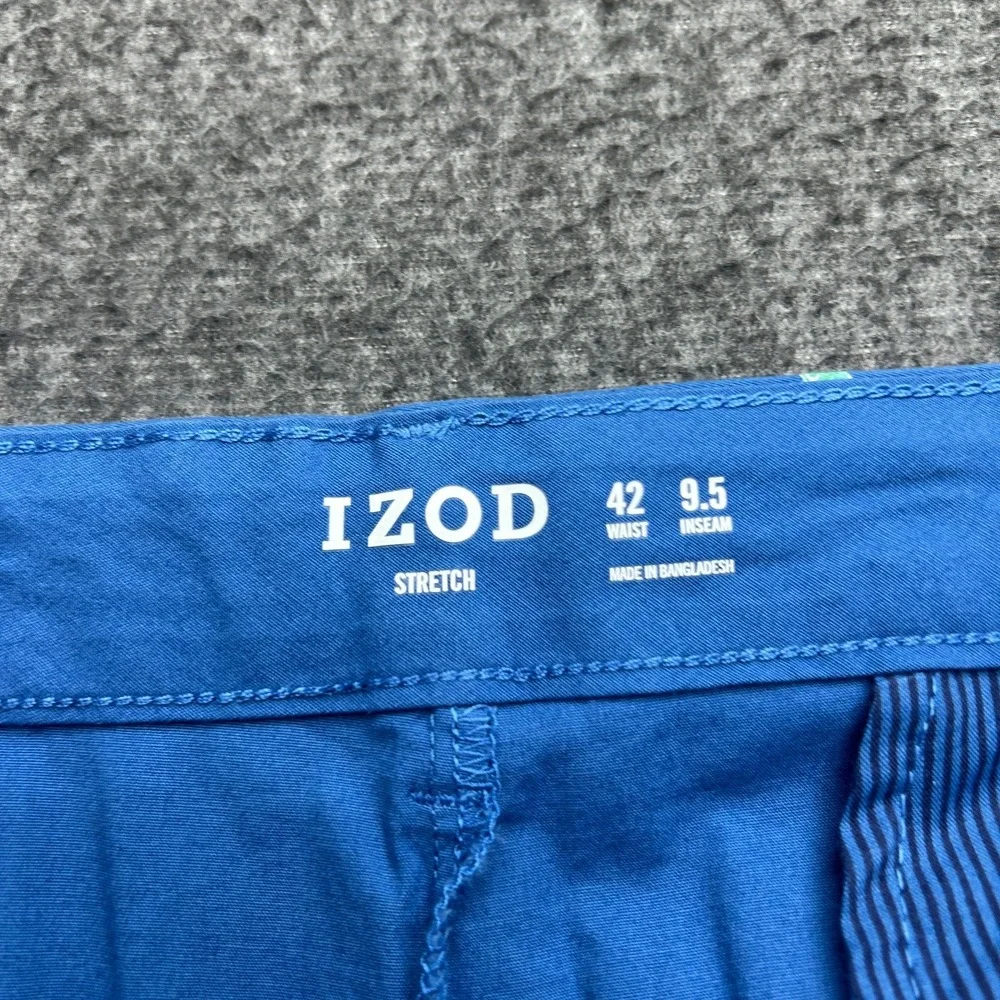 Izod Mens Shorts Harborside Limes Blue Cotton Classic Fit 42x9.5 Resort‎ Cruise